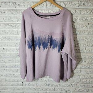 Joyspun Women Pajama Top 3X 22W 24W Plus Soft Lavender Mountain Scape NOV233XE